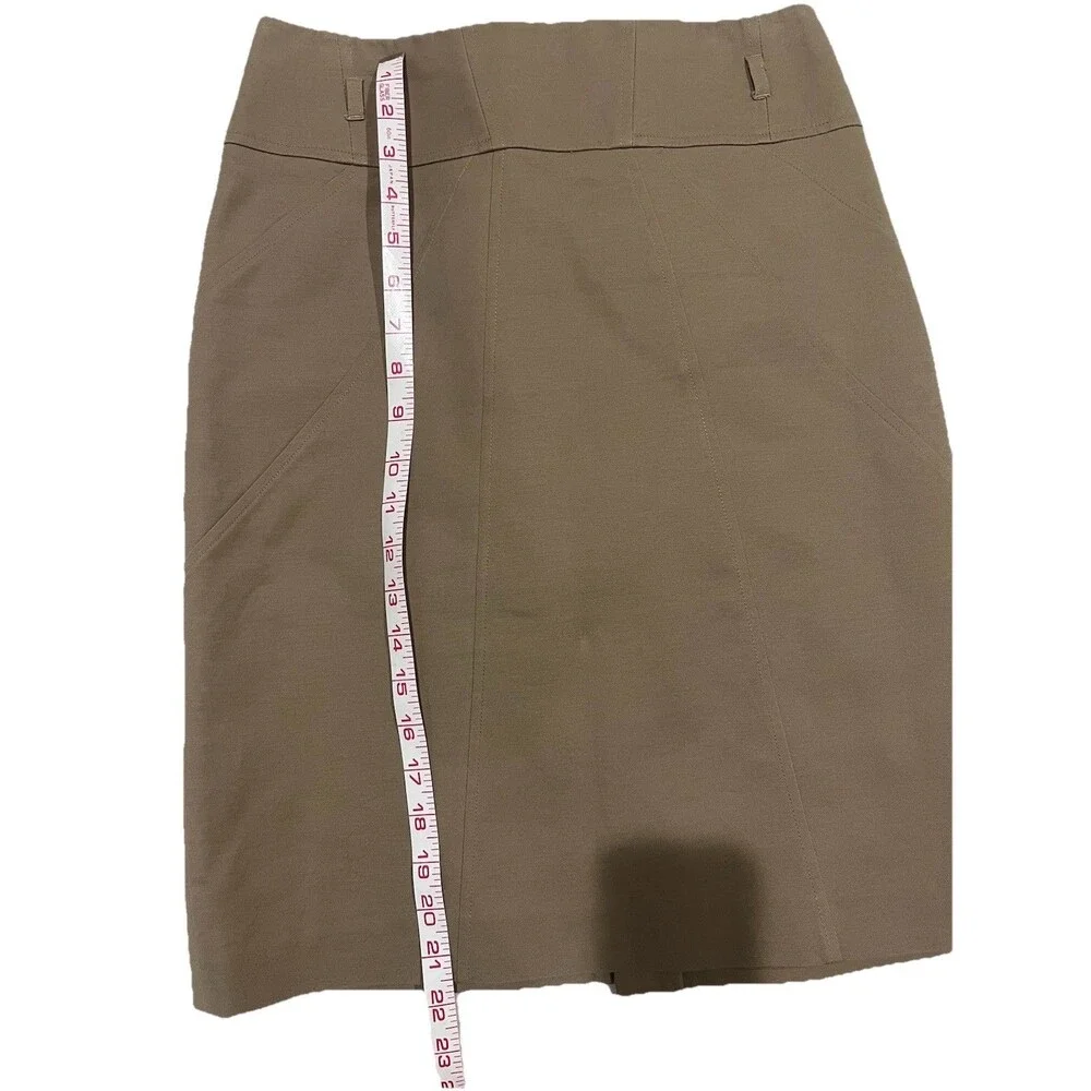 Worthington 22” Knee Length Cotton Lined Pencil Skirt Beige Tan Size 4